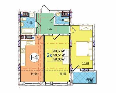 2-кімнатна 59.66 м² в ЖК на вул. Перфецького від 24 200 грн/м², Львів