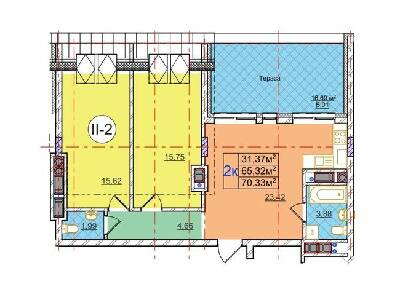 2-кімнатна 70.33 м² в ЖК на вул. Перфецького від 24 200 грн/м², Львів
