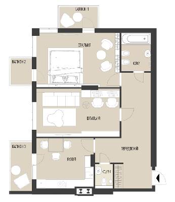2-комнатная 76.8 м² в КД Люксембург от застройщика, Львов