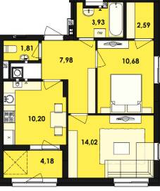2-комнатная 55.39 м² в ЖК Семицвет от 26 200 грн/м², Львов