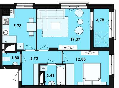 2-комнатная 56 м² в ЖК Семицвет от 26 200 грн/м², Львов