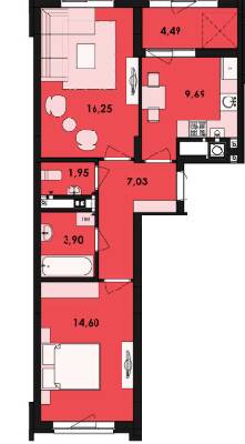 2-комнатная 57.91 м² в ЖК Семицвет от 26 200 грн/м², Львов