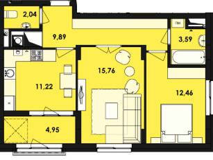 2-комнатная 59.9 м² в ЖК Семицвет от 26 200 грн/м², Львов