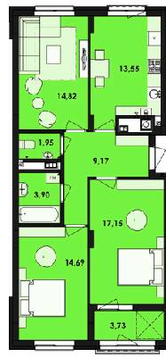 3-комнатная 78.96 м² в ЖК Семицвет от 25 950 грн/м², Львов