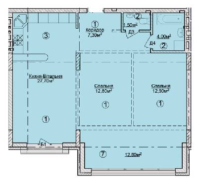 2-кімнатна 83.5 м² в КБ Rezydencja Zalizna Voda від 51 750 грн/м², Львів