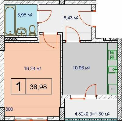 1-комнатная 39.98 м² в ЖК на ул. Расточье, 122 от застройщика, Львов