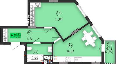 1-комнатная 42.11 м² в ЖК ул. Длинная, 30А от застройщика, Львов