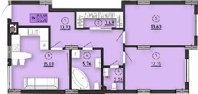 2-комнатная 65.84 м² в ЖК ул. Длинная, 30А от застройщика, Львов