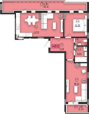 2-комнатная 69.24 м² в ЖК ул. Длинная, 30А от застройщика, Львов