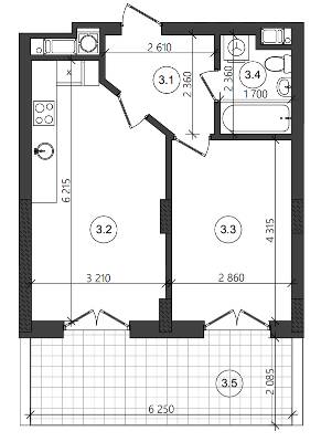 1-комнатная 42.96 м² в ЖК Фруктовая аллея от 21 050 грн/м², Львов