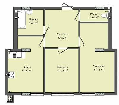 2-кімнатна 61.5 м² в ЖК Комфорт Плюс від 17 800 грн/м², м. Дубляни