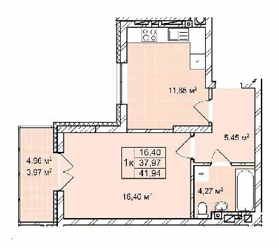 1-комнатная 41.94 м² в ЖК Софиевка от 24 500 грн/м², Львов