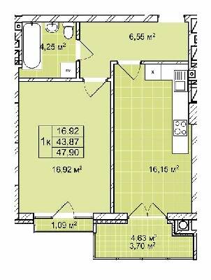 1-комнатная 47.9 м² в ЖК Софиевка от 24 500 грн/м², Львов