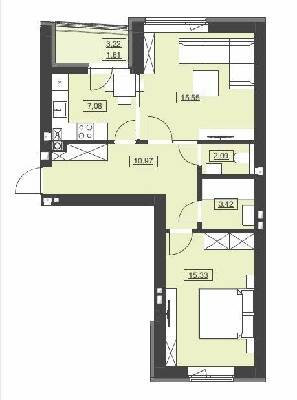 2-кімнатна 56.05 м² в ЖК Святий Миколай від 16 950 грн/м², м. Бібрка