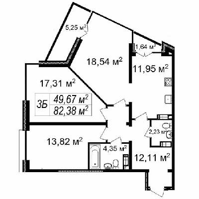 3-комнатная 82.38 м² в ЖК Счастливый Platinum от 28 000 грн/м², Львов