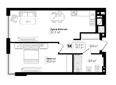 1-комнатная 51.1 м² в ЖК Auroom City от 19 000 грн/м², Львов