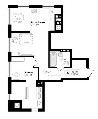 1-комнатная 60.9 м² в ЖК Auroom City от 19 050 грн/м², Львов