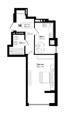 1-комнатная 40.4 м² в ЖК Auroom City от 19 000 грн/м², Львов