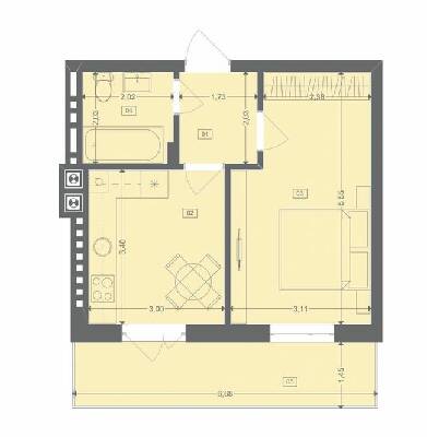 1-комнатная 35.47 м² в ЖК Этно Дом от 13 900 грн/м², с. Горишний