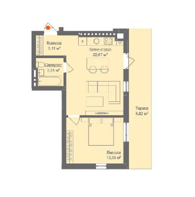 1-комнатная 46.94 м² в ЖК Этно Дом от 13 900 грн/м², с. Горишний