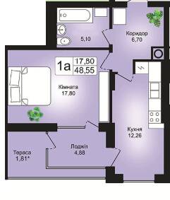 1-комнатная 48.55 м² в ЖК Престиж Холл от 12 850 грн/м², г. Стрый
