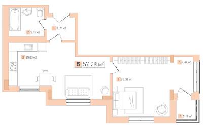 1-комнатная 57.28 м² в ЖК Срибный Дим Комфорт от 25 900 грн/м², г. Трускавец