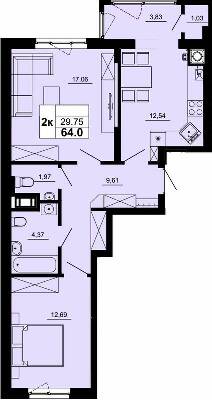2-комнатная 64 м² в ЖК Новый от 20 400 грн/м², Львов