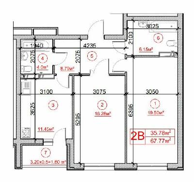 2-комнатная 67.77 м² в ЖК Рідне місто от застройщика, Киев
