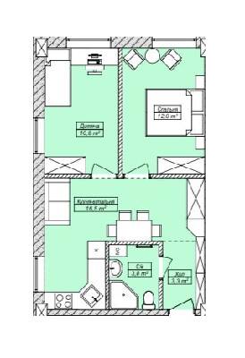 2-кімнатна 46.4 м² в ЖК Петрівський SMART від 10 400 грн/м², с. Святопетрівське