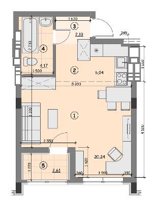 1-кімнатна 35.15 м² в ЖК Ідея від 17 500 грн/м², с. Гнідин