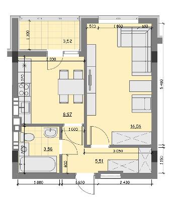 1-кімнатна 37.94 м² в ЖК Ідея від 17 500 грн/м², с. Гнідин