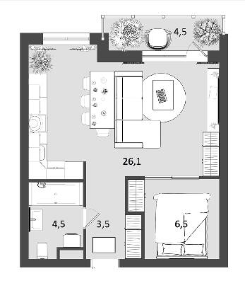 1-комнатная 45 м² в ЖК Грюнвальд от 19 254 грн/м², Киев