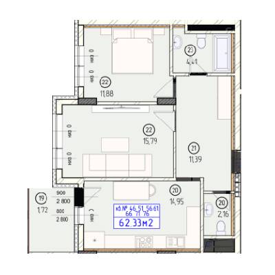 2-кімнатна 62.33 м² в ЖК Будапешт від 27 450 грн/м², Ужгород