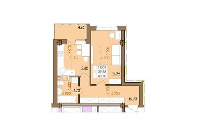 1-комнатная 43.7 м² в ЖК Европейский квартал от 14 200 грн/м², Полтава