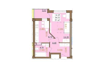 1-комнатная 37.47 м² в ЖК Европейский квартал от 14 200 грн/м², Полтава