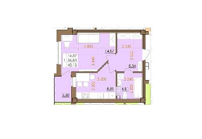 1-комнатная 40.13 м² в ЖК Европейский квартал от 14 200 грн/м², Полтава
