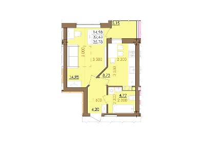 1-комнатная 35.78 м² в ЖК Европейский квартал от 14 200 грн/м², Полтава