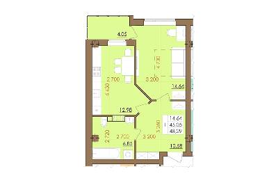 1-комнатная 48.29 м² в ЖК Европейский квартал от 14 200 грн/м², Полтава