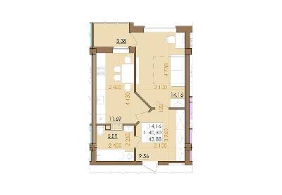 1-комнатная 43.88 м² в ЖК Европейский квартал от 14 200 грн/м², Полтава