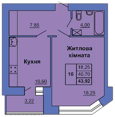 1-комнатная 43.92 м² в ЖК на ул. Сапиго, 2 от 25 000 грн/м², Полтава