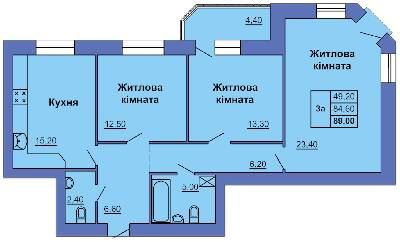 3-комнатная 89 м² в ЖК на ул. Сапиго, 2 от 27 000 грн/м², Полтава