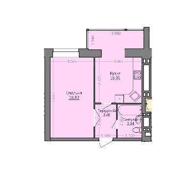 1-комнатная 40.25 м² в ЖК Эгоист от 11 000 грн/м², Хмельницкий