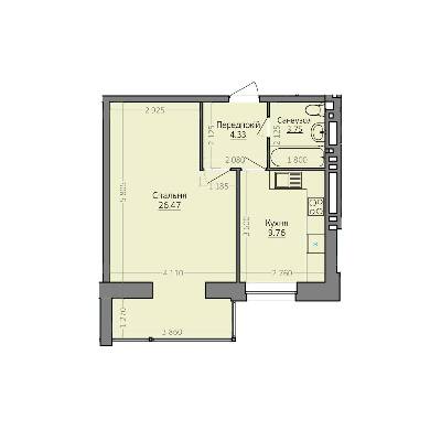 1-комнатная 44.31 м² в ЖК Эгоист от 11 000 грн/м², Хмельницкий