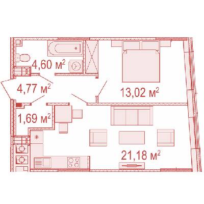 1-комнатная 45.26 м² в ЖК Crystal Avenue от 22 500 грн/м², с. Петропавловская Борщаговка