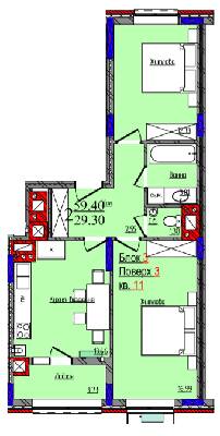 2-комнатная 59.4 м² в ЖК Compass от 23 750 грн/м², Черновцы
