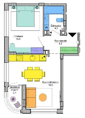 1-комнатная 44.8 м² в ЖК Respublika от 38 775 грн/м², Киев