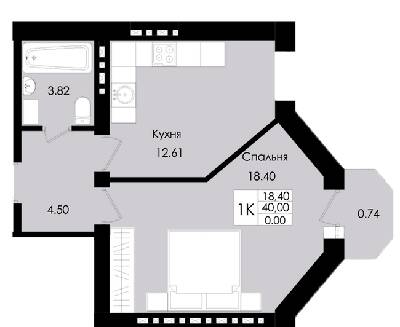 1-кімнатна 40 м² в ЖК Французький дім (Зелений Мис) від 18 700 грн/м², с. Крижанівка