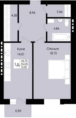 1-кімнатна 55 м² в ЖК Французький дім (Зелений Мис) від 18 700 грн/м², с. Крижанівка
