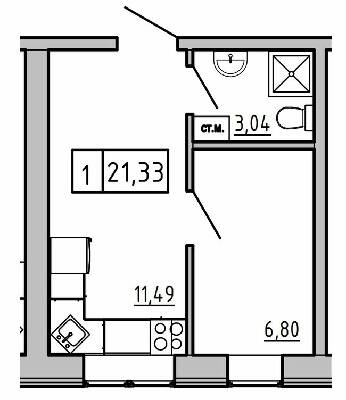 1-кімнатна 21.33 м² в ЖК KEKS від 19 600 грн/м², смт Авангард