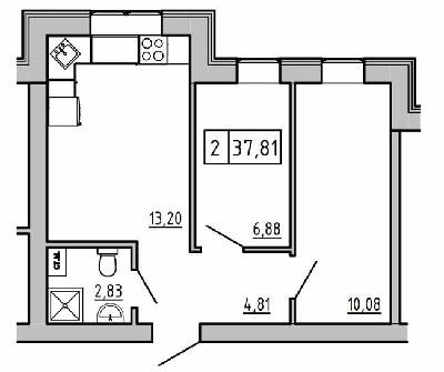 2-кімнатна 37.81 м² в ЖК KEKS від 19 650 грн/м², смт Авангард